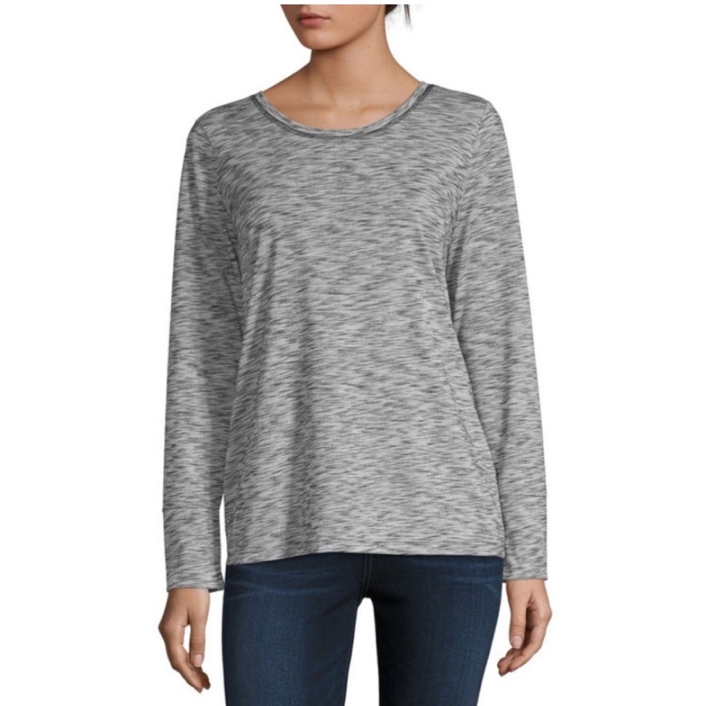 a.n.a Women's Heathered Gray Long Sleeve Top